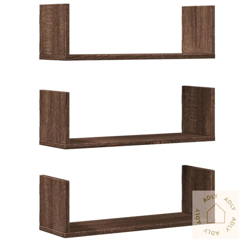 Vegghyller 3 Stk Brun Eik 58X18X18 Cm Konstruert Tre