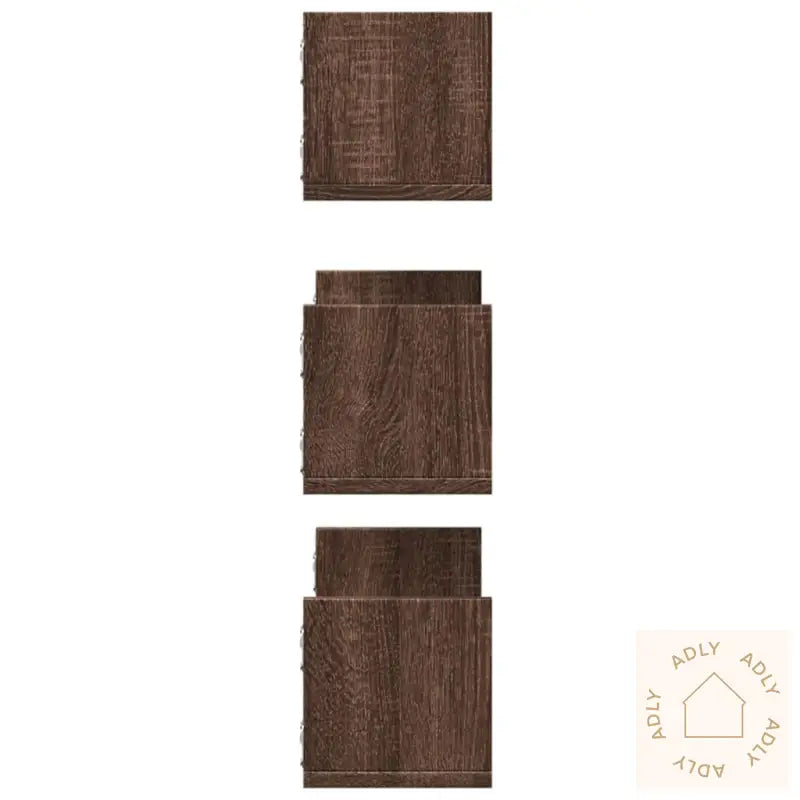 Vegghyller 3 Stk Brun Eik 58X18X18 Cm Konstruert Tre