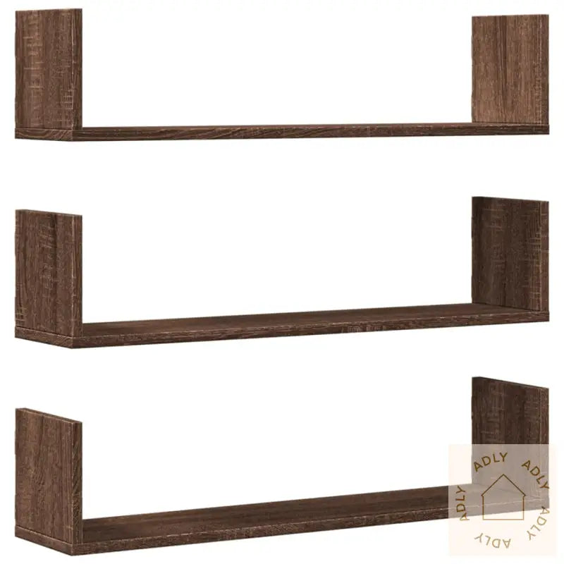 Vegghyller 3 Stk Brun Eik 80X18X18 Cm Konstruert Tre