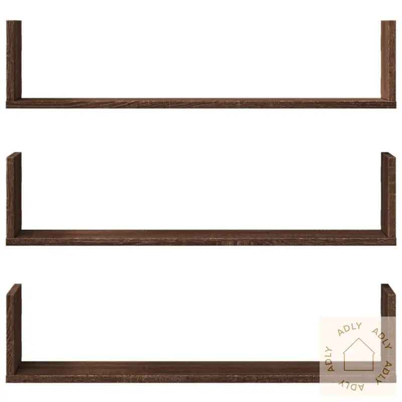 Vegghyller 3 Stk Brun Eik 80X18X18 Cm Konstruert Tre