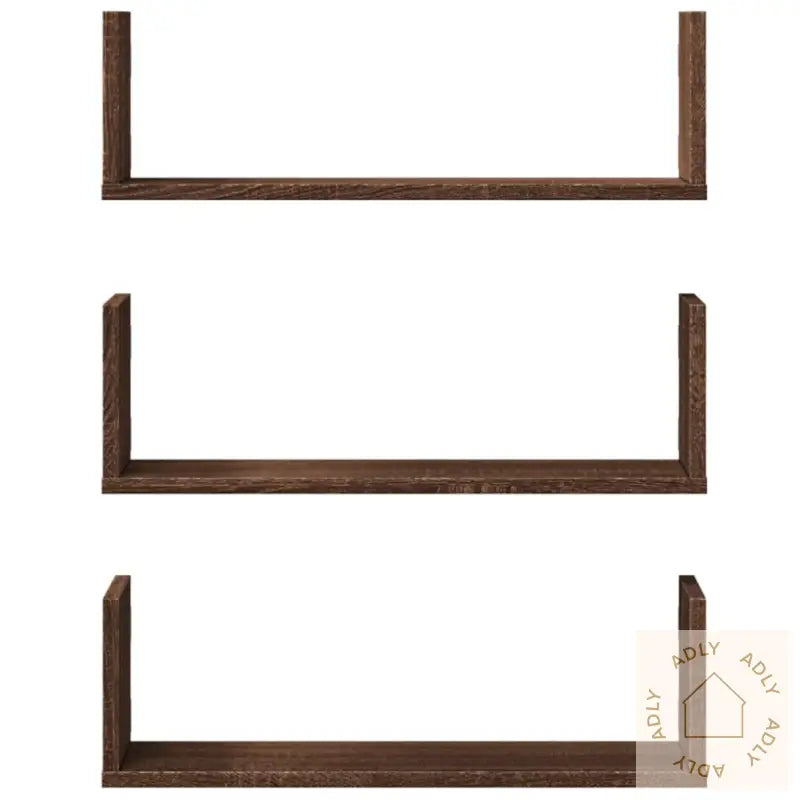 Vegghyller 3 Stk Brun Eik 58X18X18 Cm Konstruert Tre