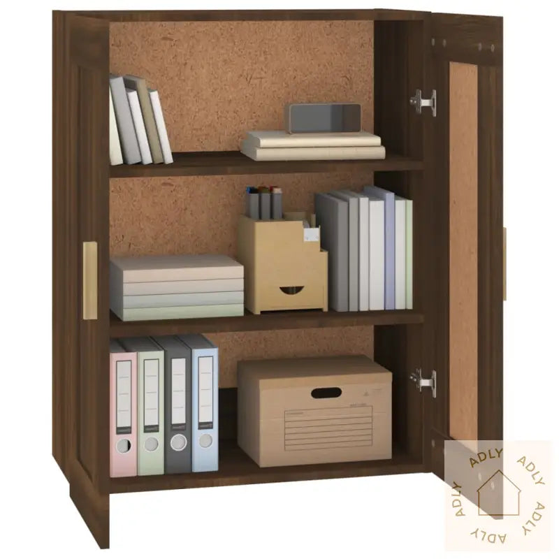 Veggskap Brun Eik 69,5X32,5X90 Cm Konstruert Tre