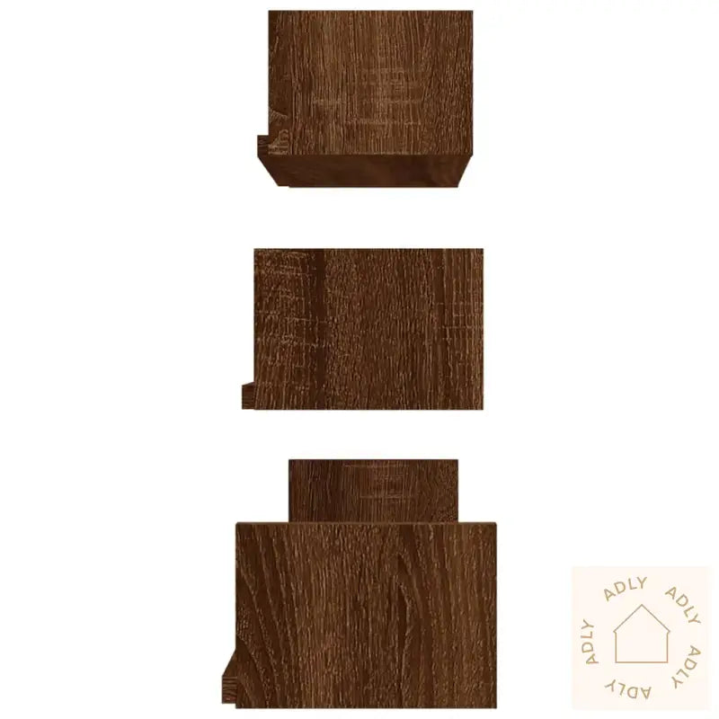 Vegghyller 3 Stk Brun Eik Konstruert Tre