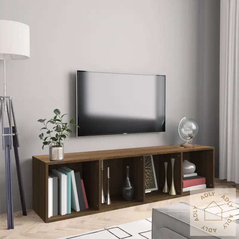 Bokhylle/Tv-Benk Brun Eik 143X30X36 Cm Konstruert Tre