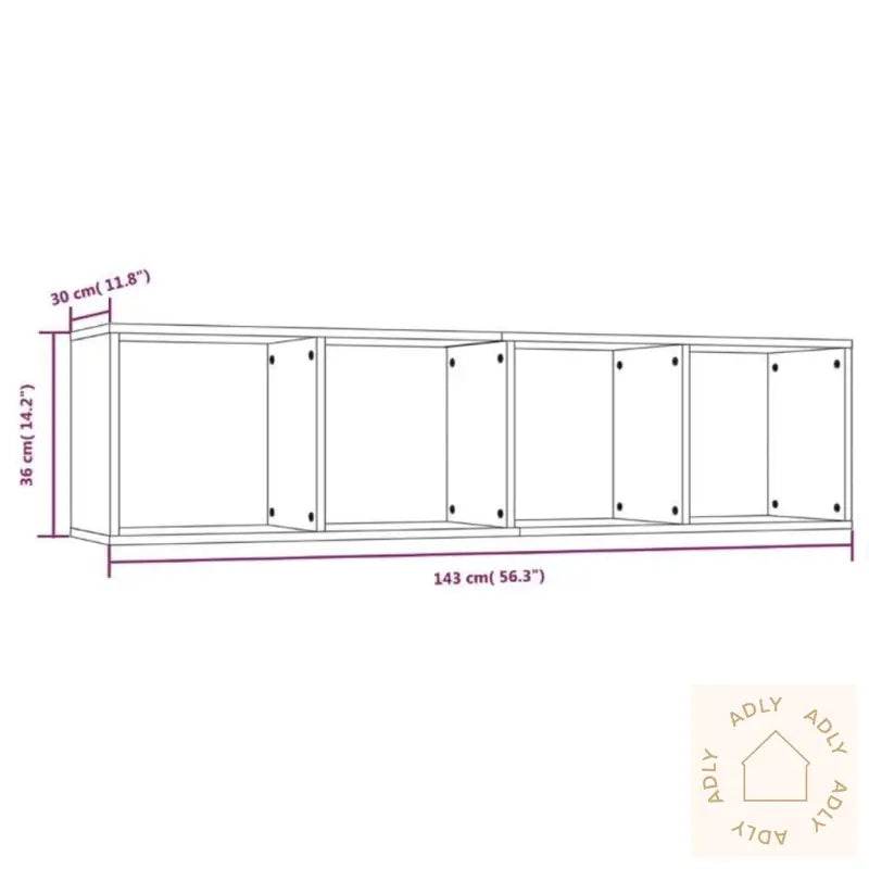 Bokhylle/Tv-Benk Brun Eik 143X30X36 Cm Konstruert Tre