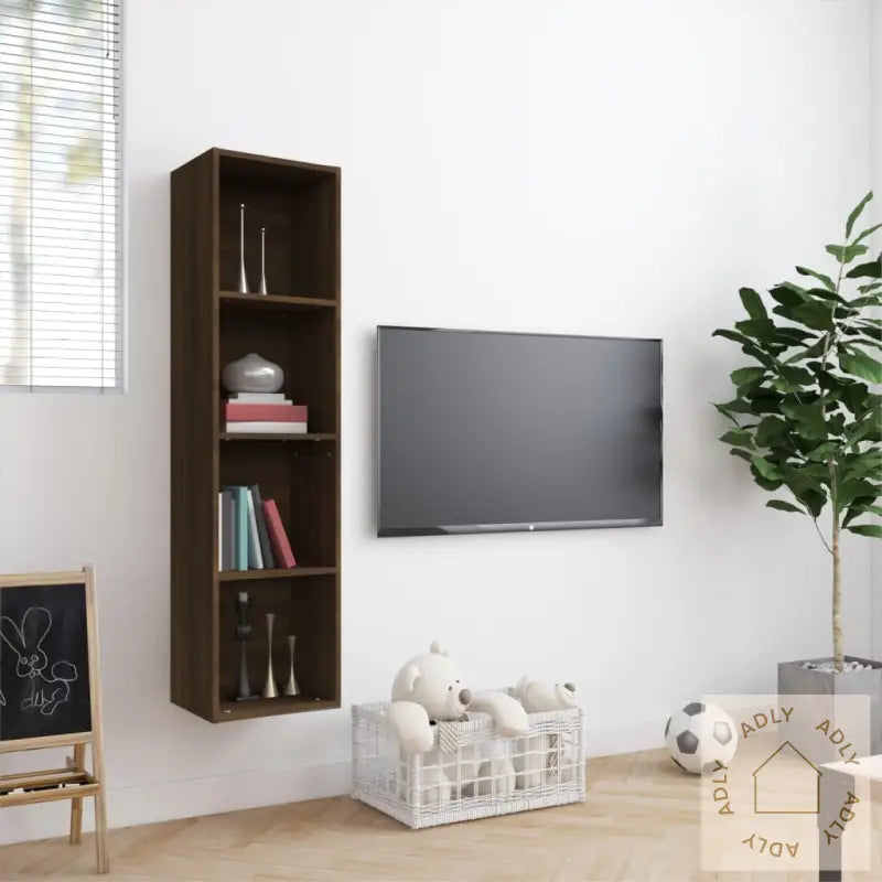 Bokhylle/Tv-Benk Brun Eik 143X30X36 Cm Konstruert Tre