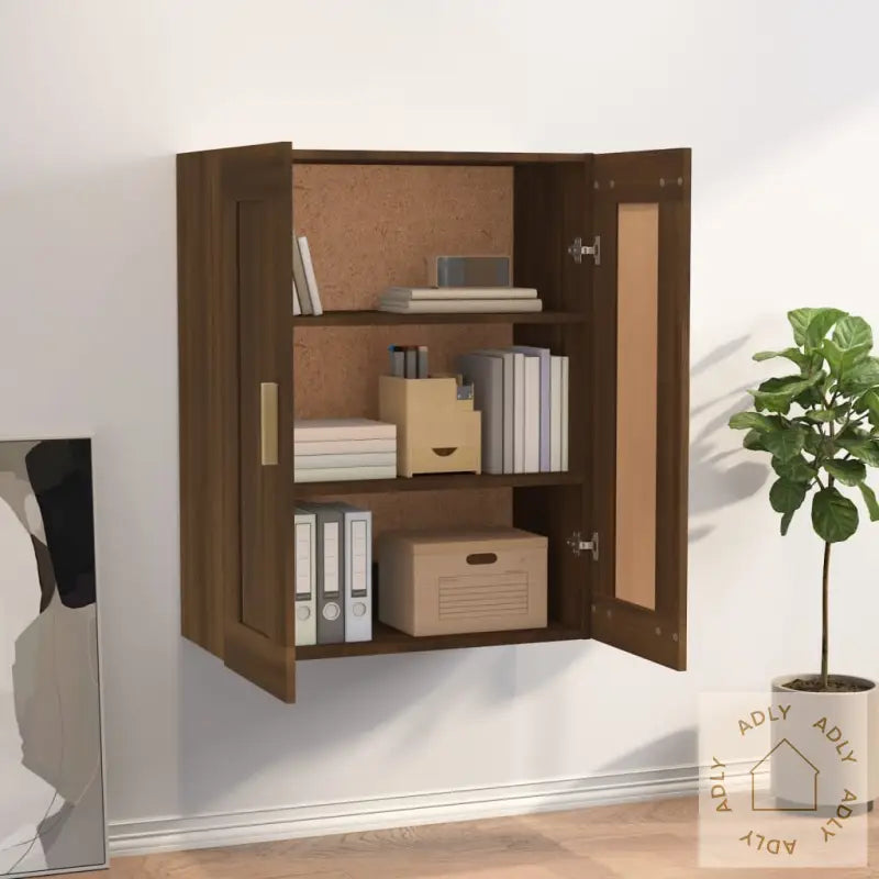 Veggskap Brun Eik 69,5X32,5X90 Cm Konstruert Tre