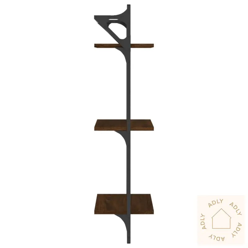 Vegghyller Med 3 Hyller Stenger 2 Stk Brun Eik 30X25X100 Cm