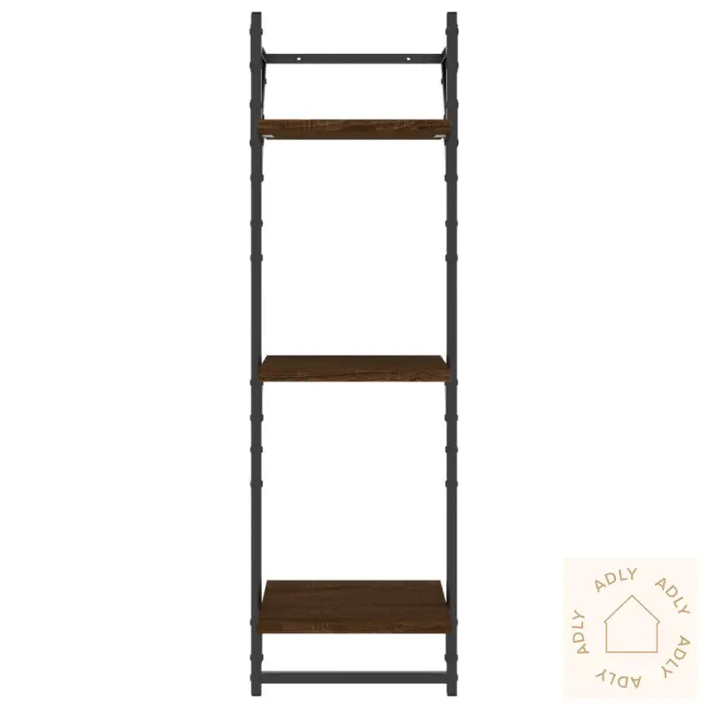 Vegghyller Med 3 Hyller Stenger 2 Stk Brun Eik 30X25X100 Cm