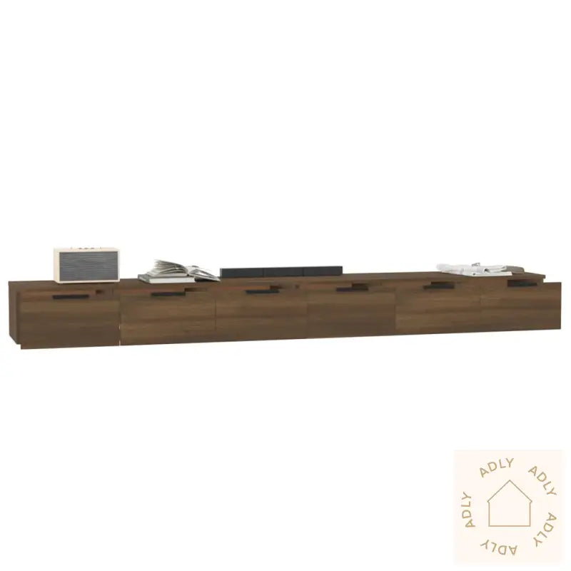 Veggskap 2 Stk Brun Eik 102X30X20 Cm Konstruert Tre