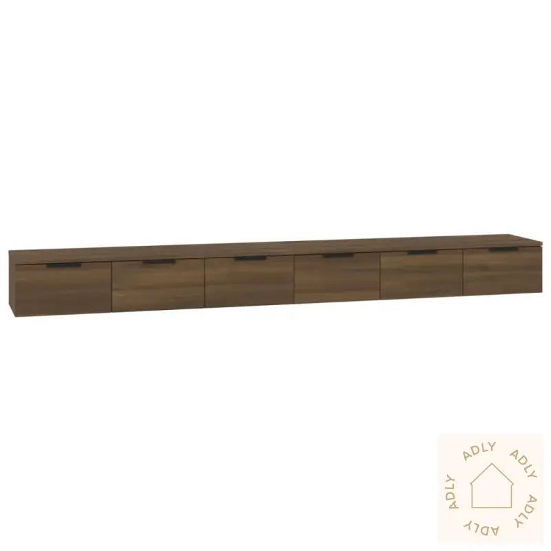 Veggskap 2 Stk Brun Eik 102X30X20 Cm Konstruert Tre