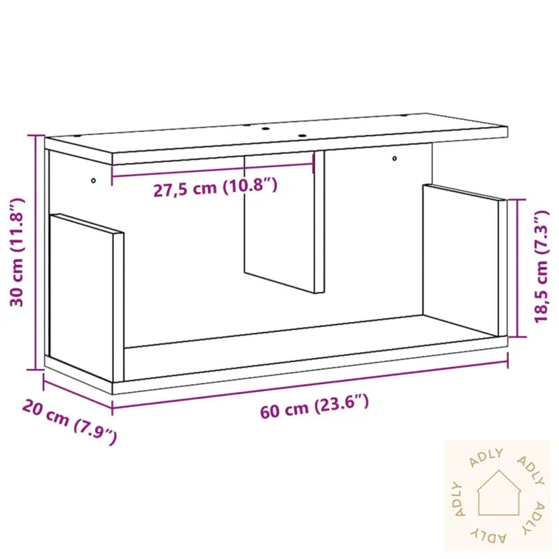 Veggskap 60X20X30 Cm Brun Eik Konstruert Tre