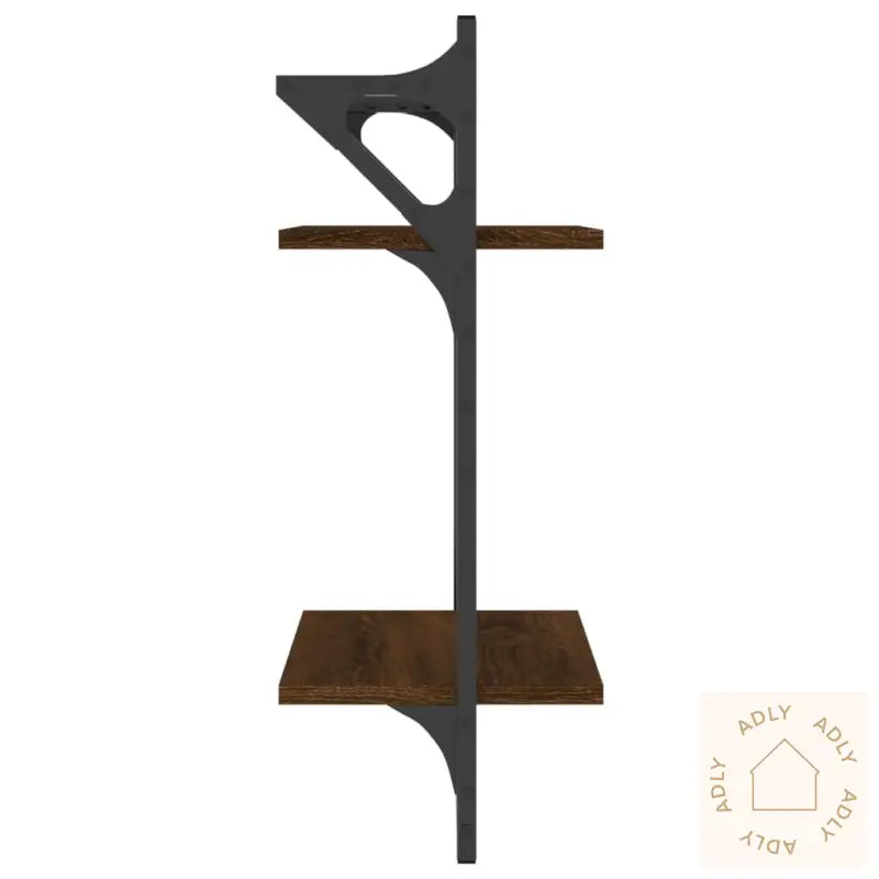 Vegghyller Med 2 Hyller Stenger 2 Stk Brun Eik 30X25X65 Cm