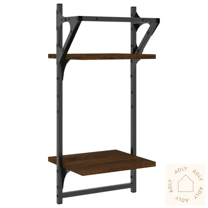 Vegghyller Med 2 Hyller Stenger 2 Stk Brun Eik 30X25X65 Cm