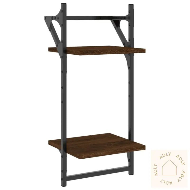 Vegghyller Med 2 Hyller Stenger 2 Stk Brun Eik 30X25X65 Cm