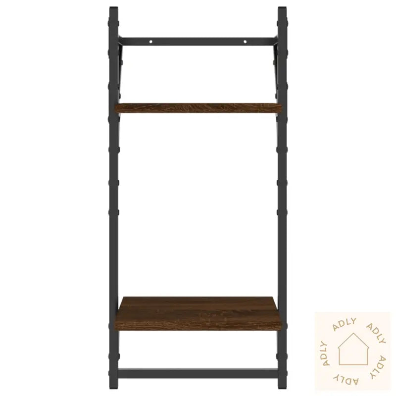 Vegghyller Med 2 Hyller Stenger 2 Stk Brun Eik 30X25X65 Cm