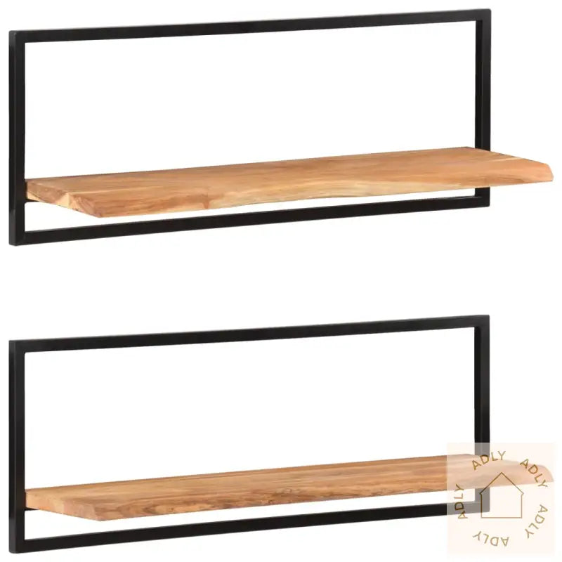 Vegghyller 2 Stk 100X24X35 Cm Heltre Akasie Og Stål