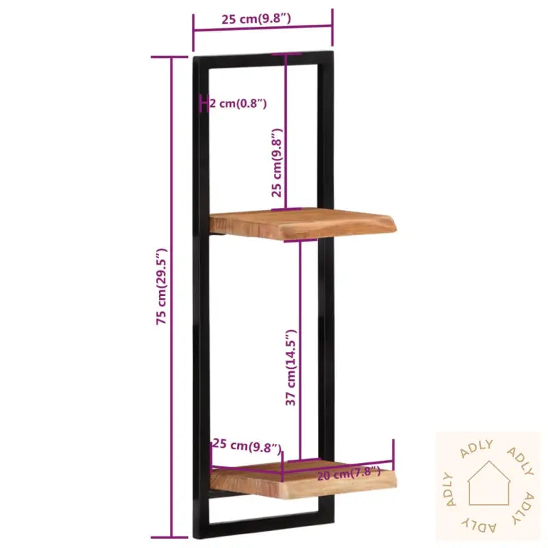 Vegghyller 2 Stk 25X25X75 Cm Heltre Akasie Og Stål