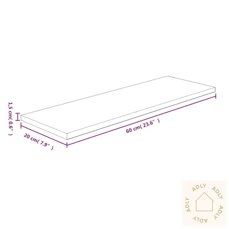 Hylleplate 60X20X1,5 Cm Ubehandlet Heltre Eik