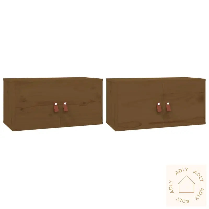 Veggskap 2 Stk Honningbrun 60X30X30 Cm Heltre Furu