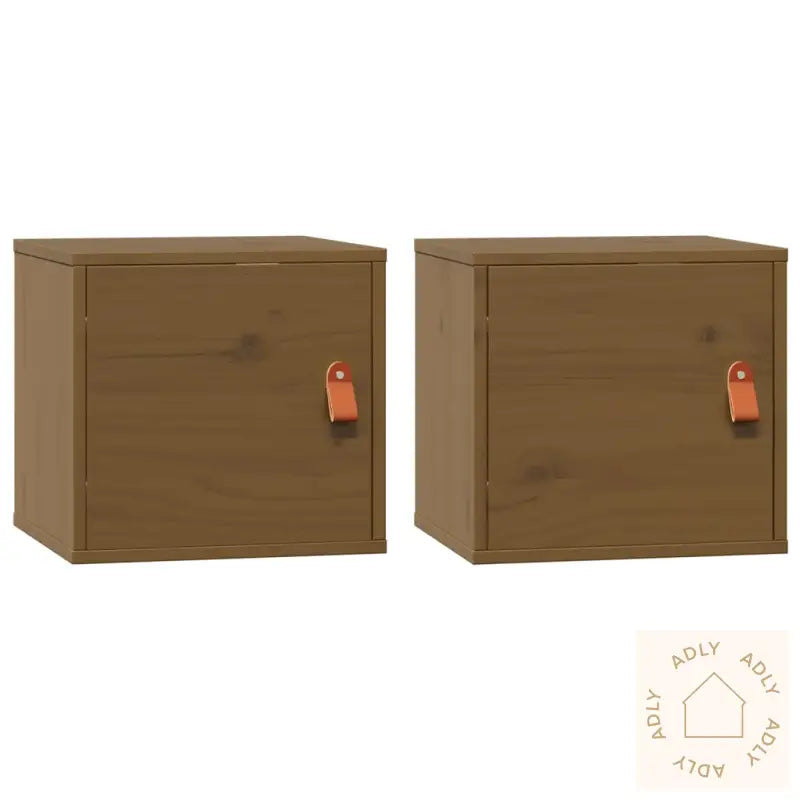 Veggskap 2 Stk Honningbrun 31,5X30X30 Cm Heltre Furu
