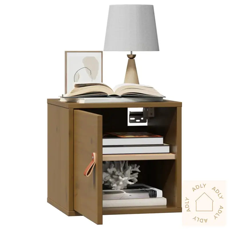 Veggskap 2 Stk Honningbrun 31,5X30X30 Cm Heltre Furu