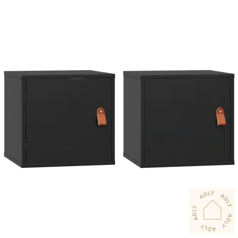 Veggskap 2 Stk Svart 31,5X30X30 Cm Heltre Furu