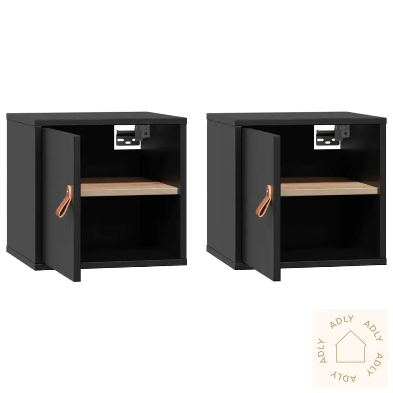 Veggskap 2 Stk Svart 31,5X30X30 Cm Heltre Furu