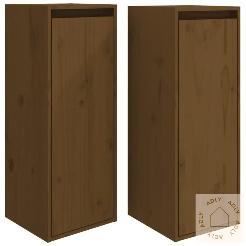 Veggskap 2 Stk Honningbrun 30X30X80 Cm Heltre Furu