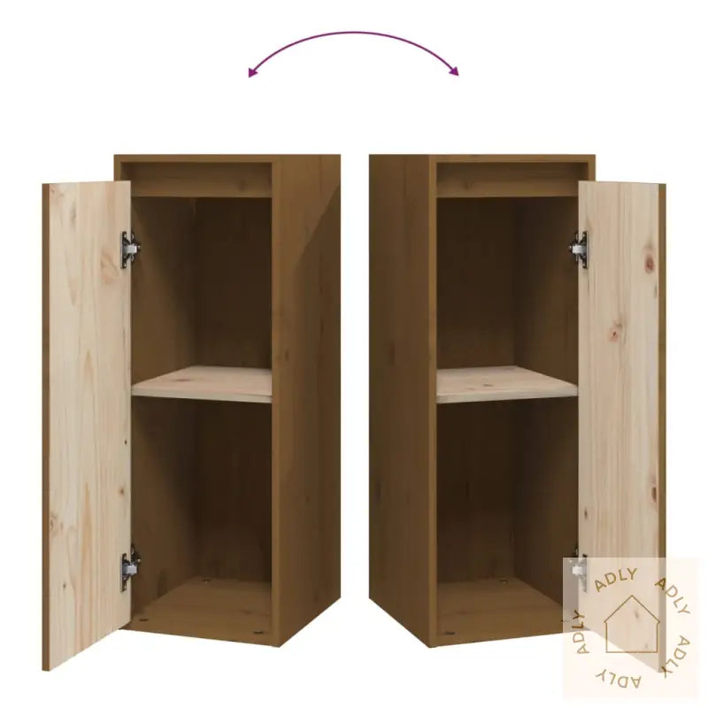 Veggskap 2 Stk Honningbrun 30X30X80 Cm Heltre Furu