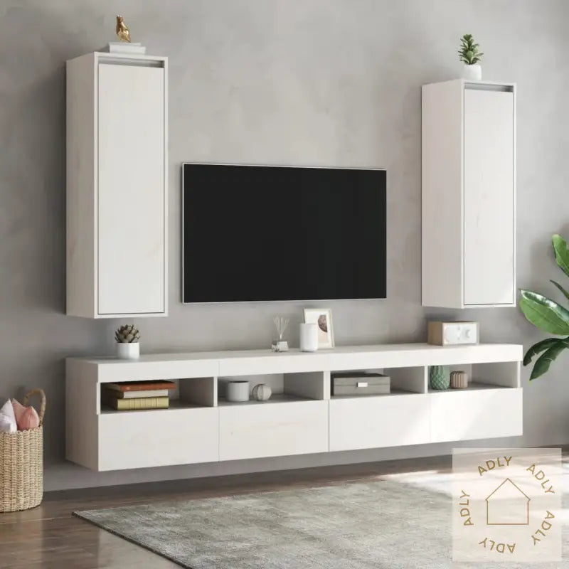 Veggskap 2 Stk Hvit 30X30X100 Cm Heltre Furu