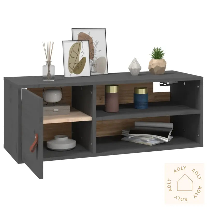 Veggskap 2 Stk Grå 80X30X30 Cm Heltre Furu