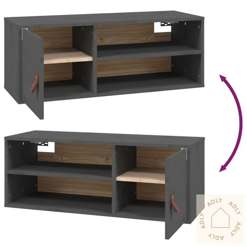 Veggskap 2 Stk Grå 80X30X30 Cm Heltre Furu