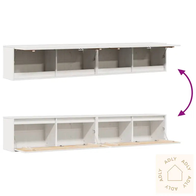 Veggskap 2 Stk Hvit 100X30X35 Cm Heltre Furu