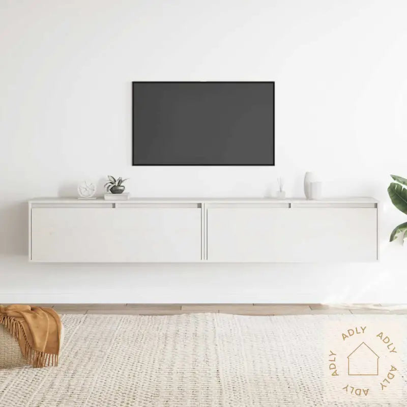 Veggskap 2 Stk Hvit 100X30X35 Cm Heltre Furu