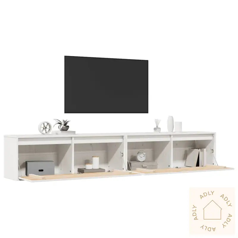 Veggskap 2 Stk Hvit 100X30X35 Cm Heltre Furu