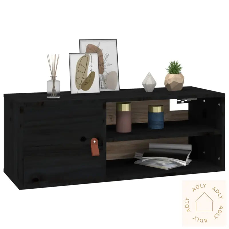 Veggskap 2 Stk Svart 80X30X30 Cm Heltre Furu