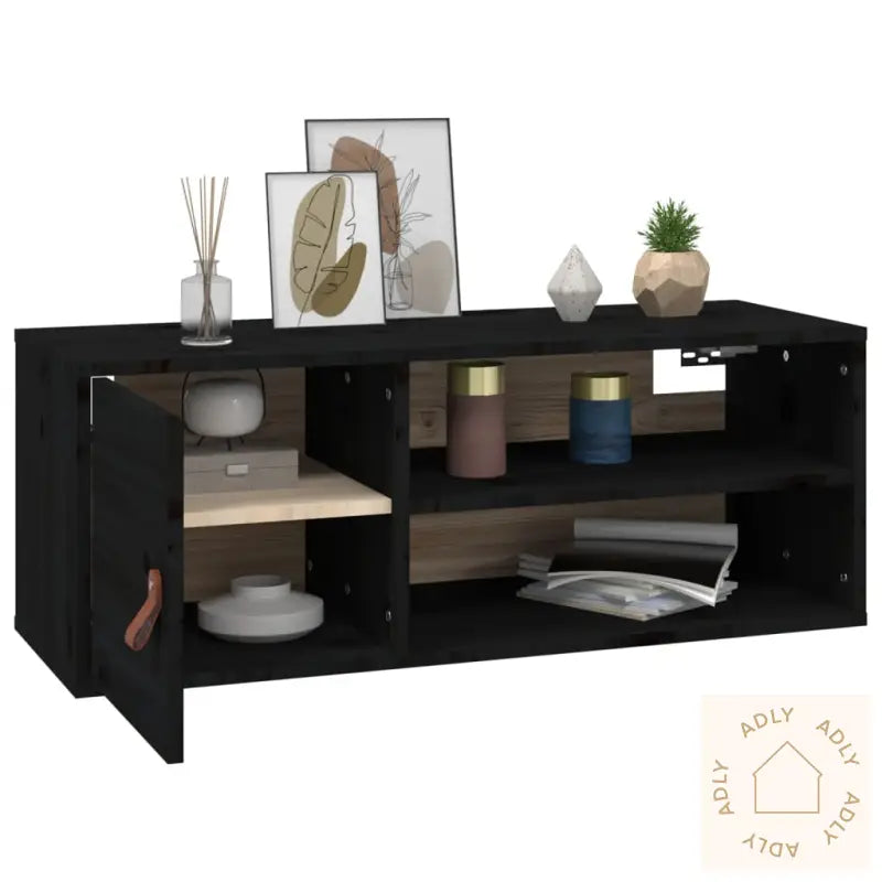 Veggskap 2 Stk Svart 80X30X30 Cm Heltre Furu