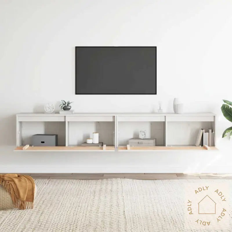 Veggskap 2 Stk Hvit 100X30X35 Cm Heltre Furu