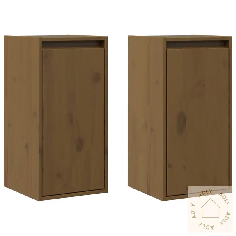 Veggskap 2 Stk Honningbrun 30X30X60 Cm Heltre Furu