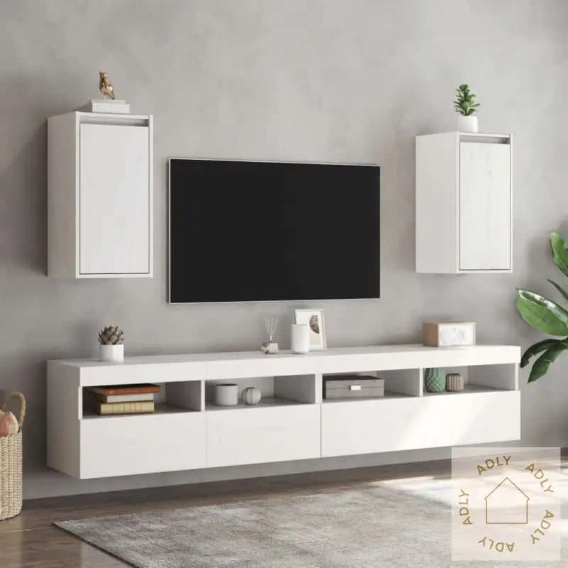 Veggskap 2 Stk Hvit 30X30X60 Cm Heltre Furu