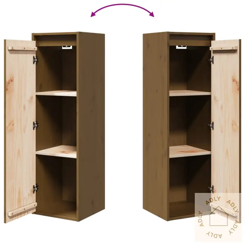 Veggskap 2 Stk Honningbrun 30X30X100 Cm Heltre Furu
