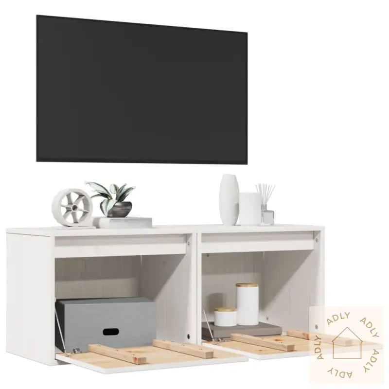 Veggskap 2 Stk Hvit 45X30X35 Cm Heltre Furu