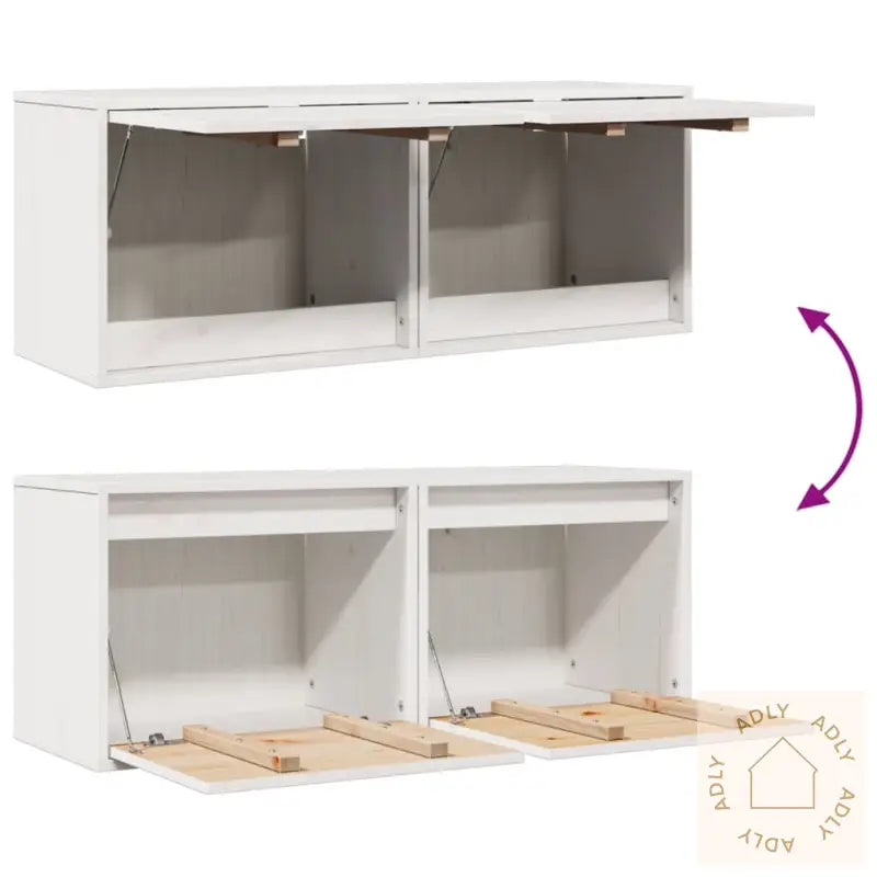 Veggskap 2 Stk Hvit 45X30X35 Cm Heltre Furu