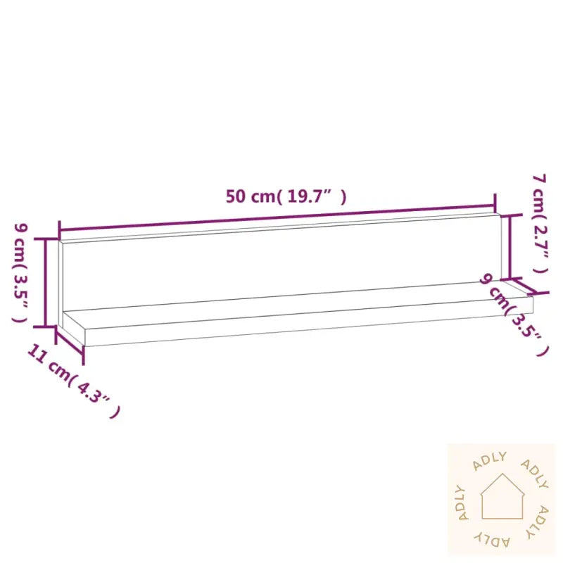 Vegghyller 2 Stk 50X11X9 Cm Heltre Furu