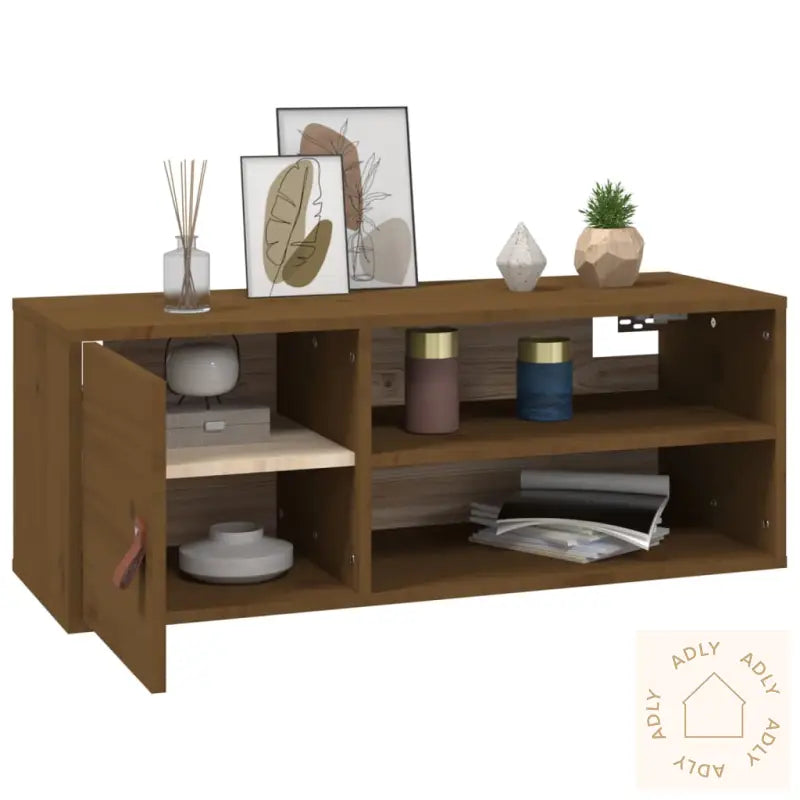 Veggskap 2 Stk Honningbrun 80X30X30 Cm Heltre Furu
