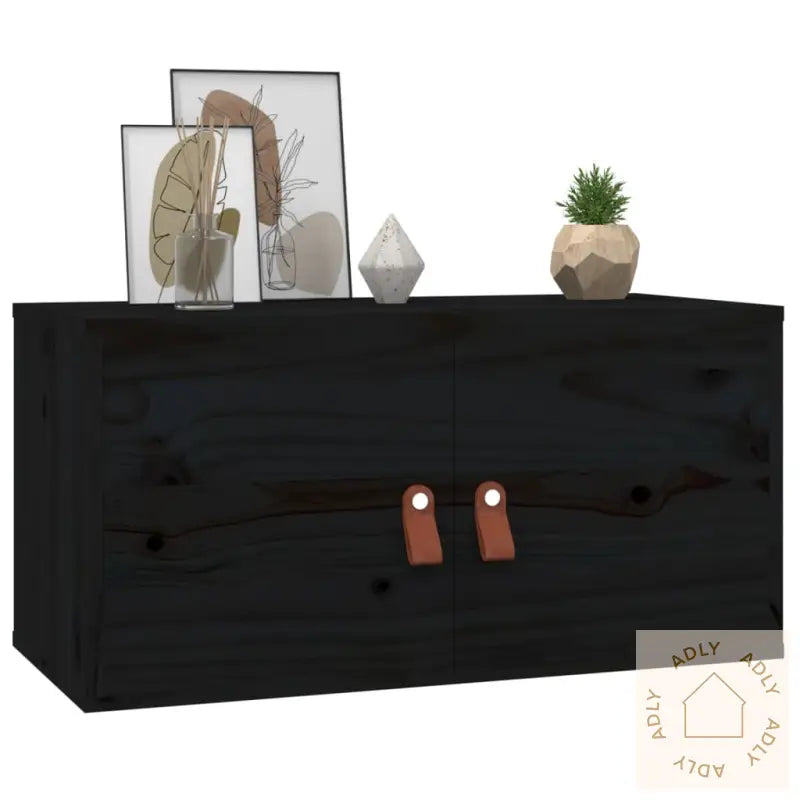 Veggskap 2 Stk Svart 60X30X30 Cm Heltre Furu
