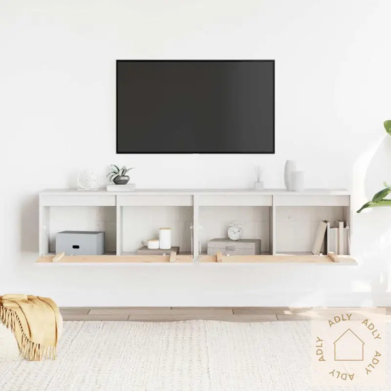 Veggskap 2 Stk Hvit 80X30X35 Cm Heltre Furu