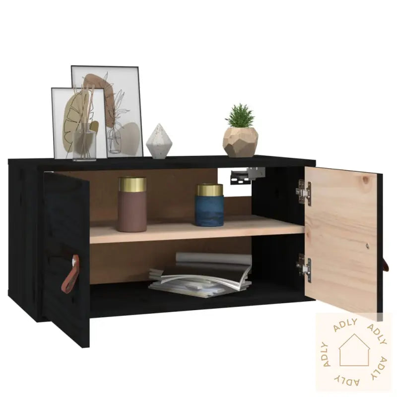 Veggskap 2 Stk Svart 60X30X30 Cm Heltre Furu