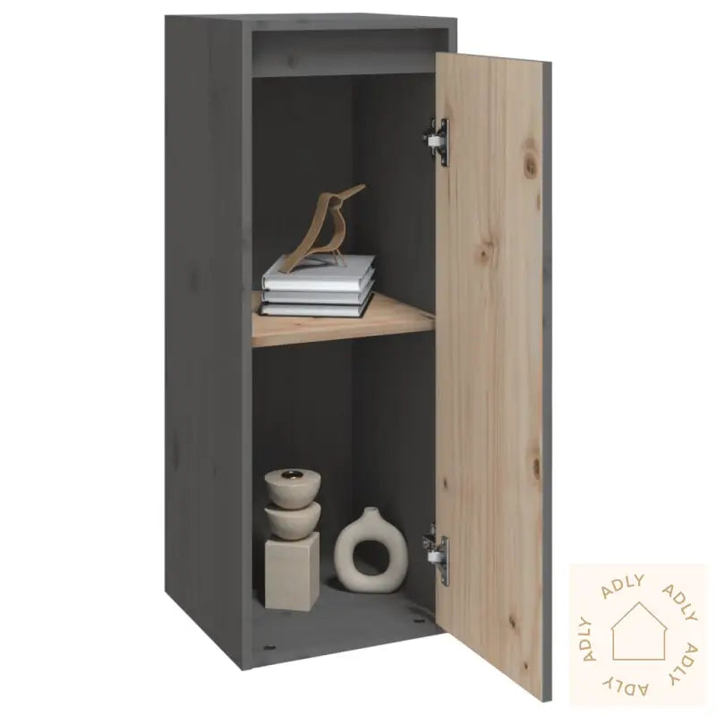 Veggskap 2 Stk Grå 30X30X80 Cm Heltre Furu